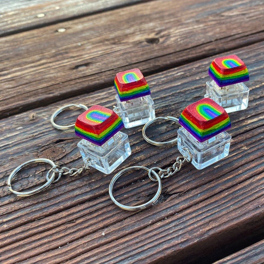 Rainbow Clicky Mechanical Keycap Fidget Keychain