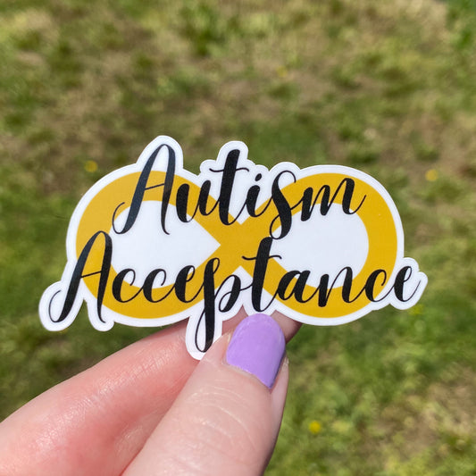 Autism Acceptance Gold Infinity Vinyl Sticker