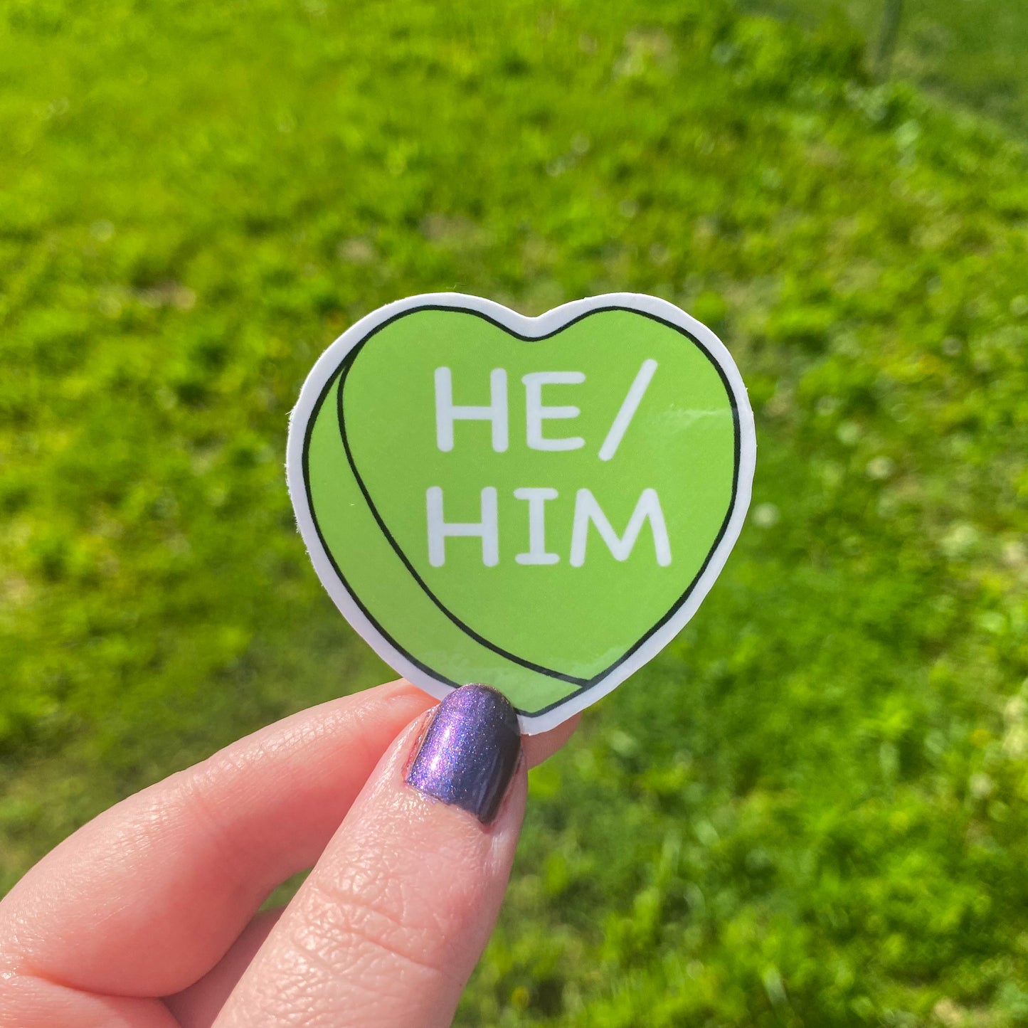 Pronoun Candy Heart Vinyl Stickers